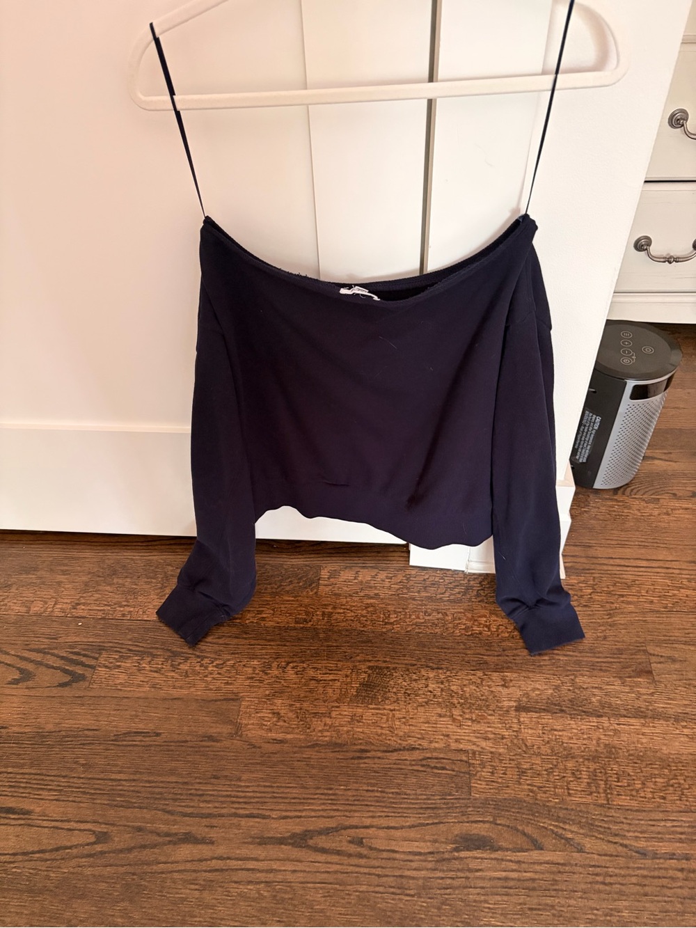 Garage Navy Off-Shoulder Crop Top